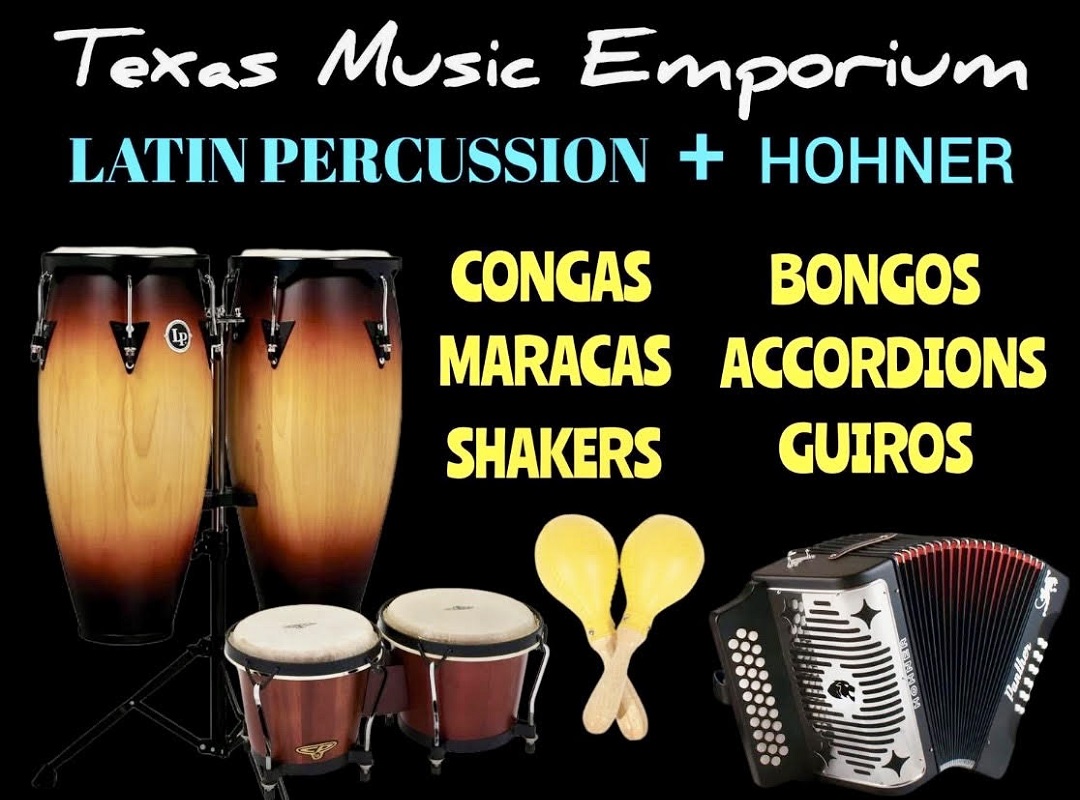 Latin instruments available at Texas Music Emporium